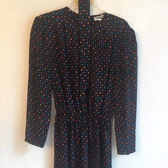 Vintage L Virgo ll sheer 1980s dress self belt - Picture 2 of 8